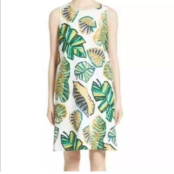 Lafayette 148 Palmer Leaf Palm Print Shift Dress Size S - Picture 1 of 6